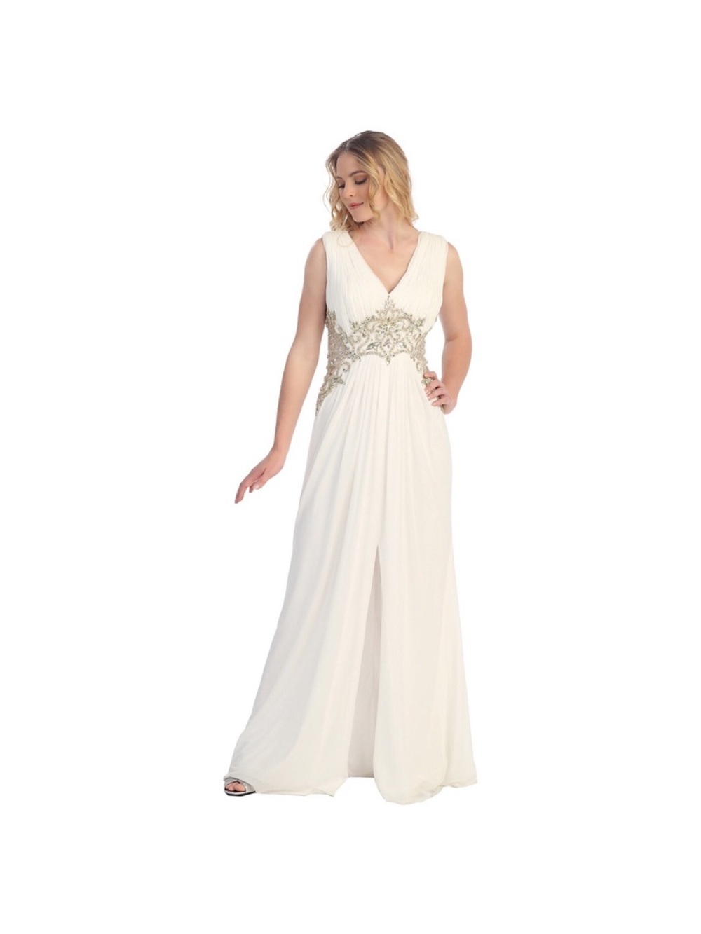 Beautiful Sally White Gown Sz L B131